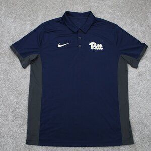 Nike Pitt Panthers Polo Shirt‎ Adult XL Blue Dri-Fit Short Sleeve NCAA Pullover